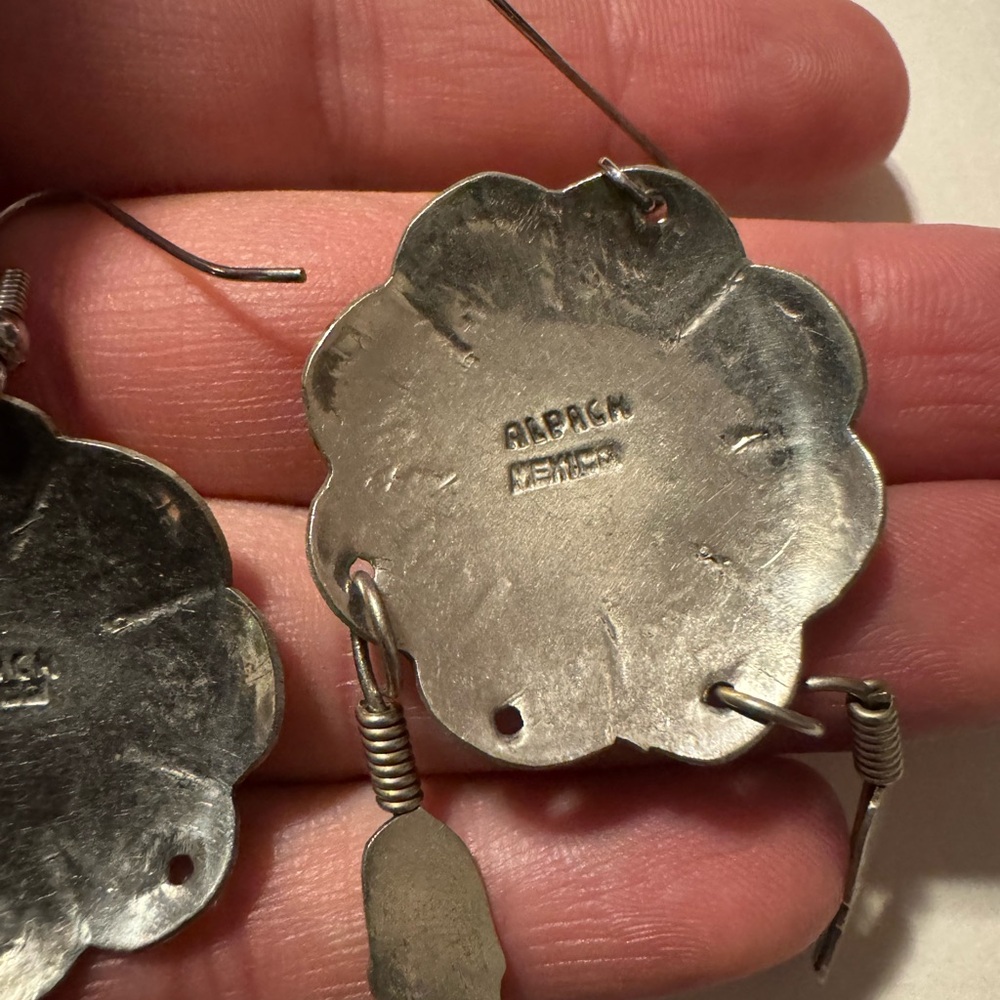 Sterling Silver 925 Large Signed Dangle Earrings - image 7